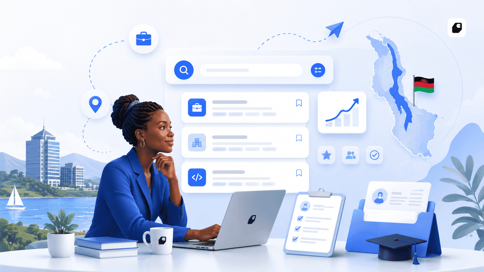Job Scout Malawi career discovery illustration